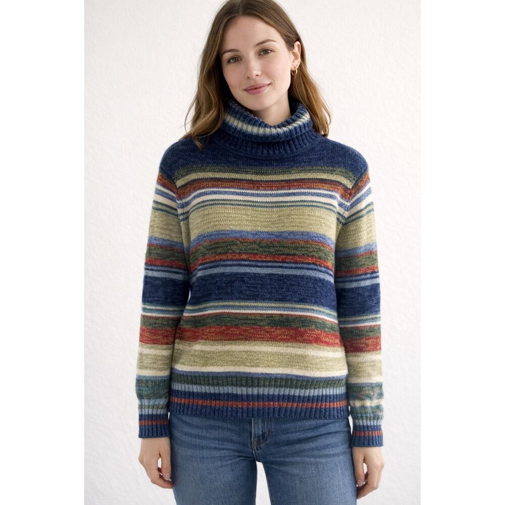 Vintage Y2K Tiara International Striped pull over turtle neck SWEATER SZ SMALL